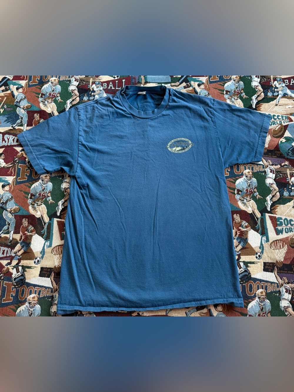 Vintage 90s Men’s AAA Colorado USA Blue Graphic T-shirt